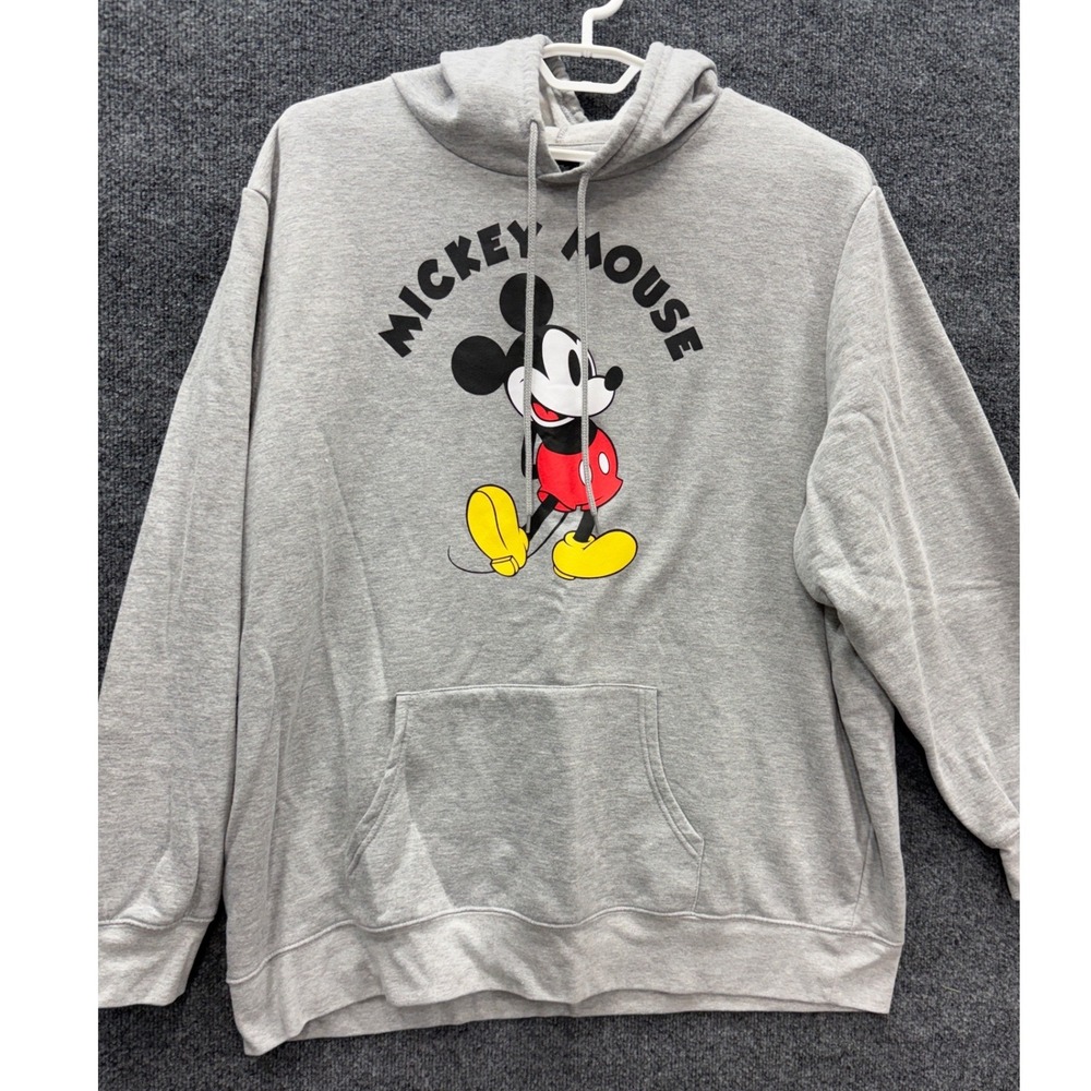 Disney Mickey Mouse Hoodie Women 3XL Gray Graphic Pullover Sweatshirt Disneyland
